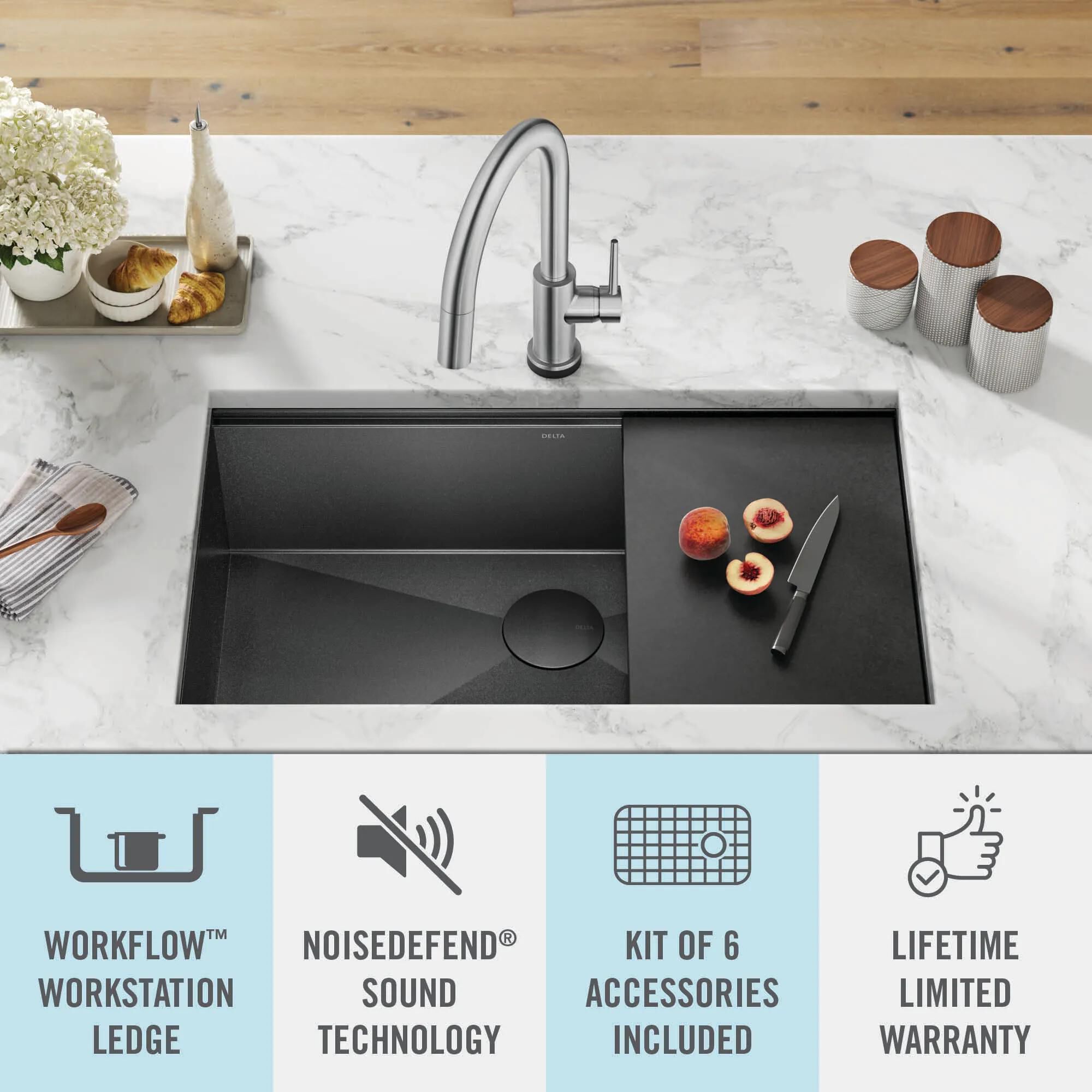 32” Undermount 16 Gauge Workstation Kitchen Sink Single with